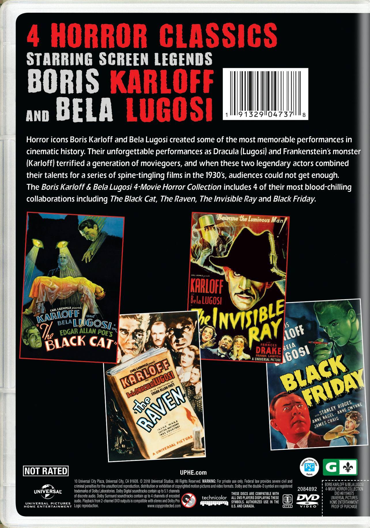 Angle. Boris Karloff and Bela Lugosi Horror Classics Collection (DVD Set) [DVD].