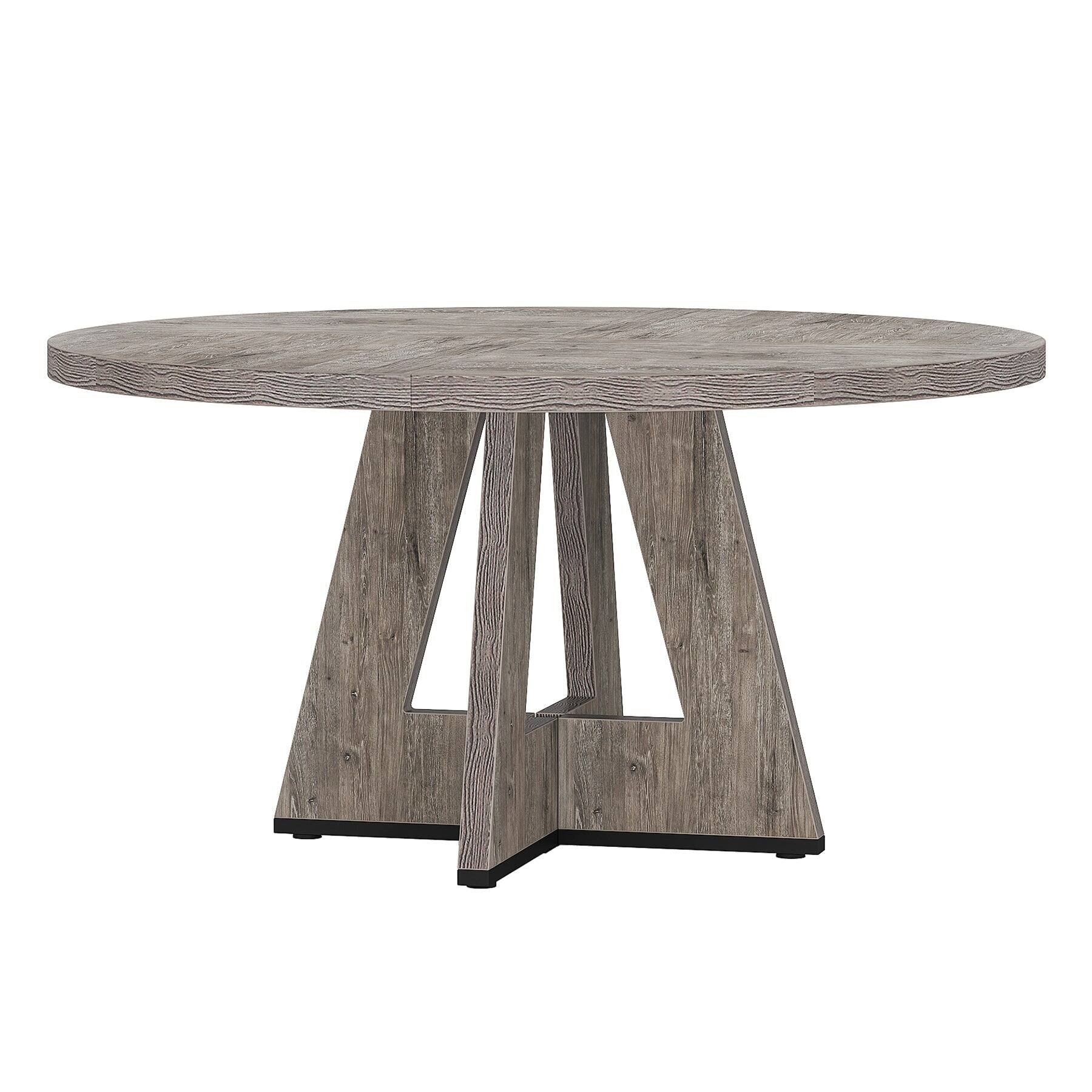 Alt View 4. Tribesigns - Round Conference Table with Wood Construction and Adjustable Feet for Meetings, Writing and Everyday Work - Gray.