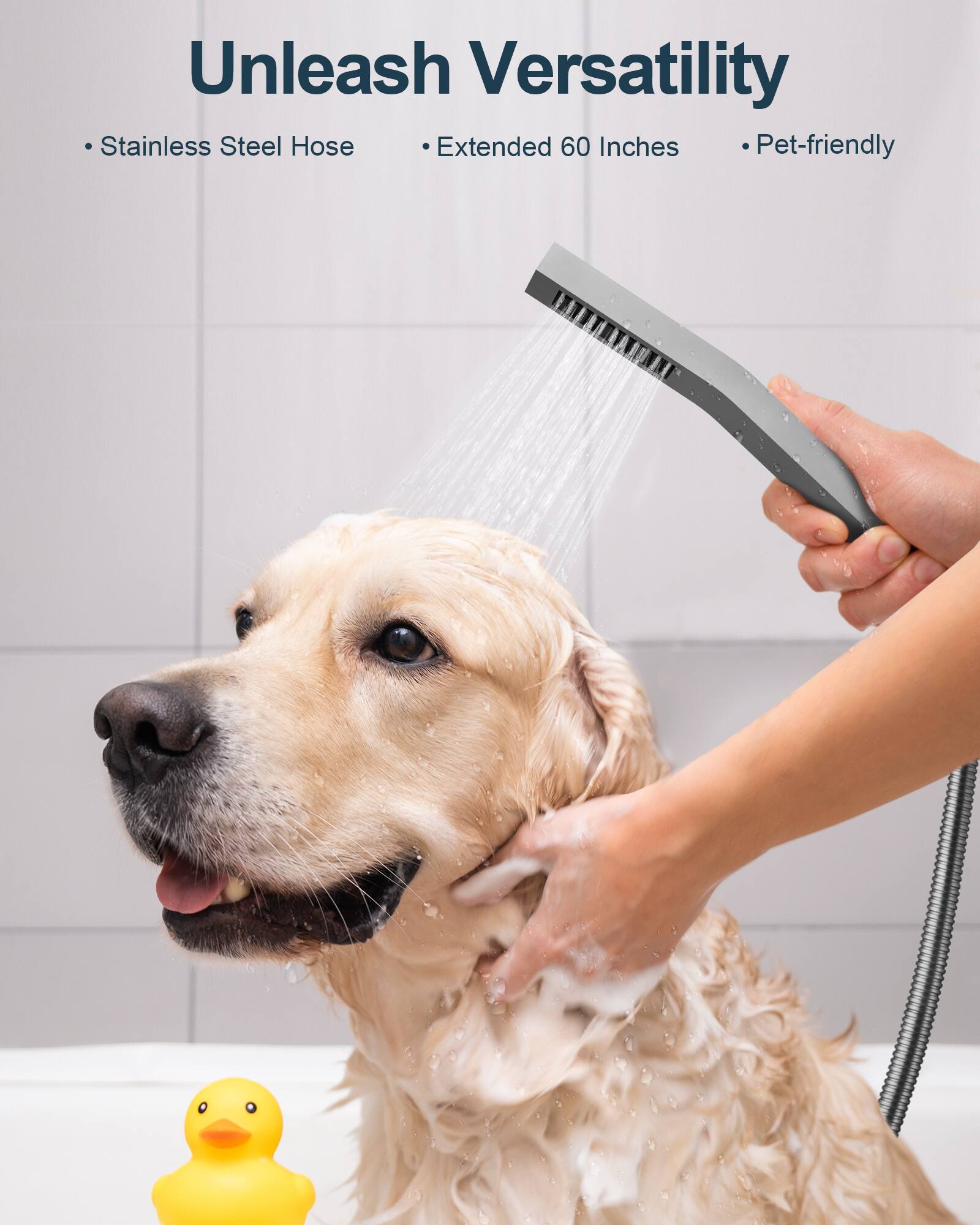 Unleash Versatility  
- Stainless Steel Hose  
- Extended 60 Inches  
- Pet-friendly