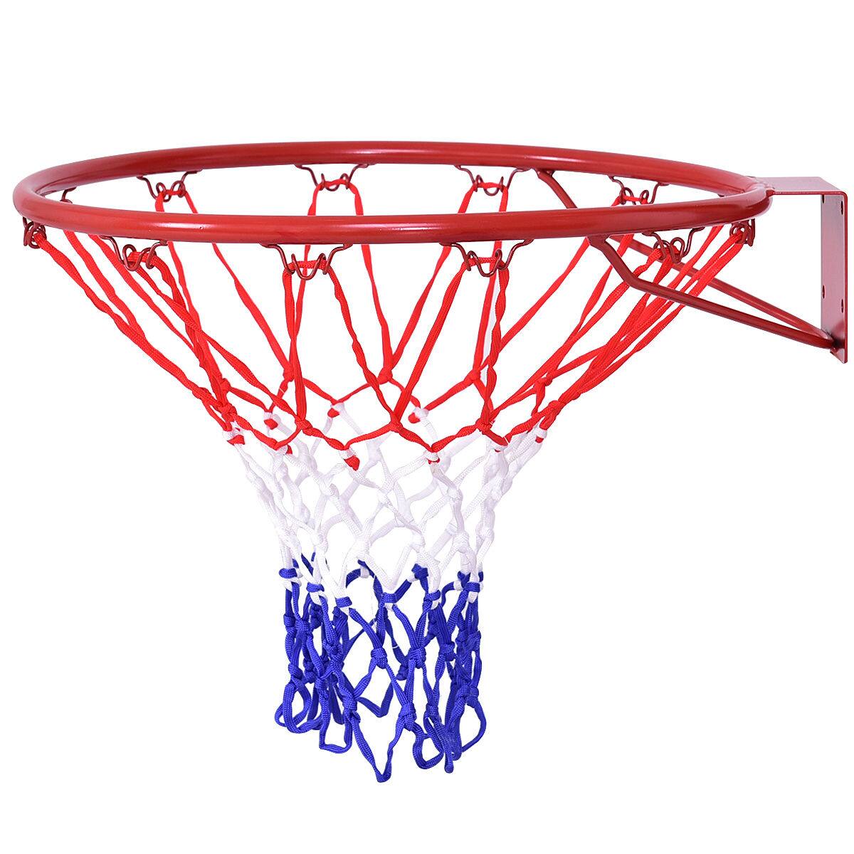 Front. Ecooso - 18" Wall Mounted Basketball Hoop - Red/White/Blue.