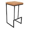 LeisureMod - Quincy Modern Quilted Leather Bar Stool with Black Metal Frame Counter Height Chair for Kitchen and Counter Seating - Light Brown