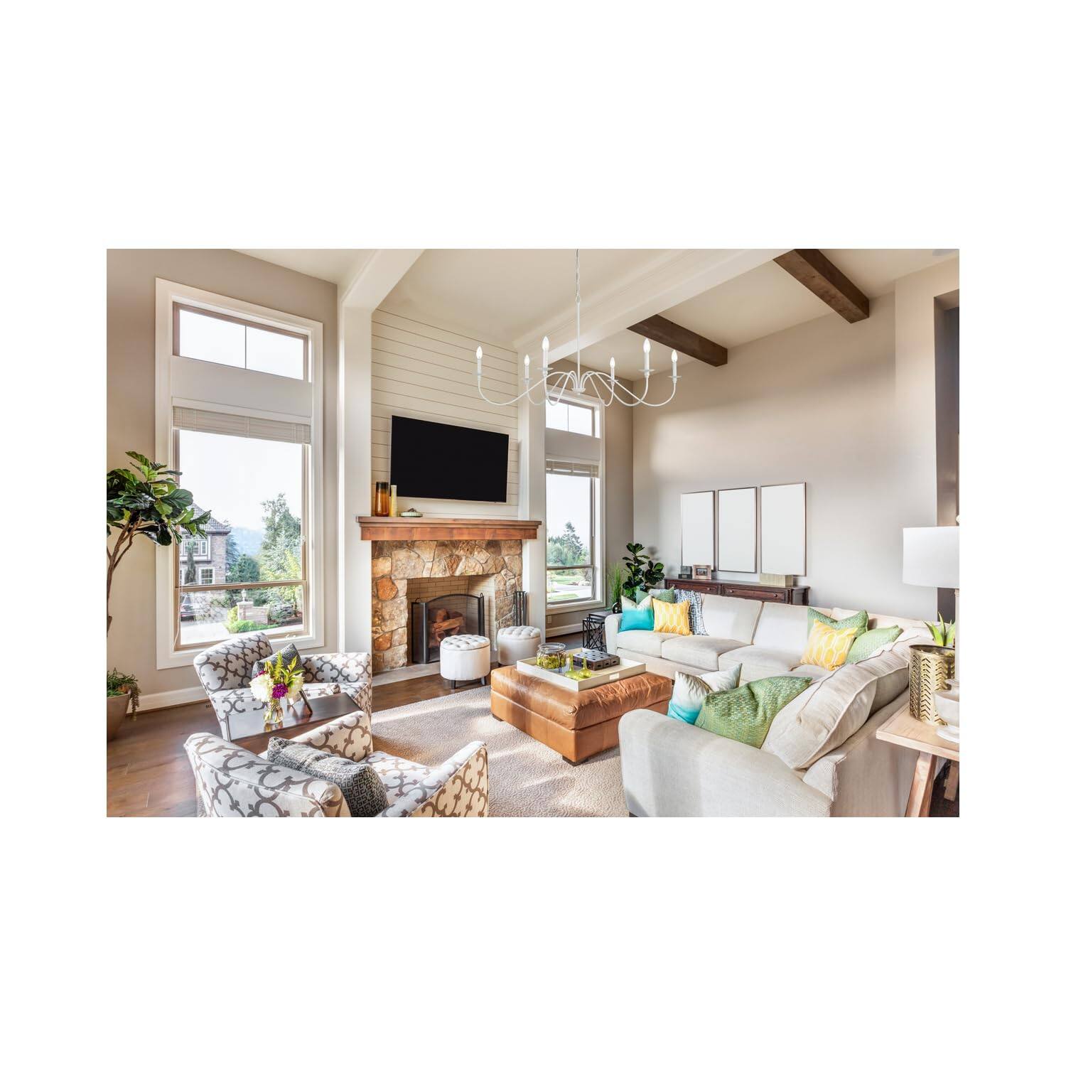 Alt View 4. Living District - Rohan 48 inch chandelier in White - White.