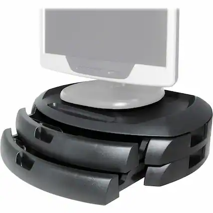 Front. KanTek - Kantek 2Drawer Black Monitor Stand/Organizer Flat Panel Display Type Supported 5" Depth Black - Black.