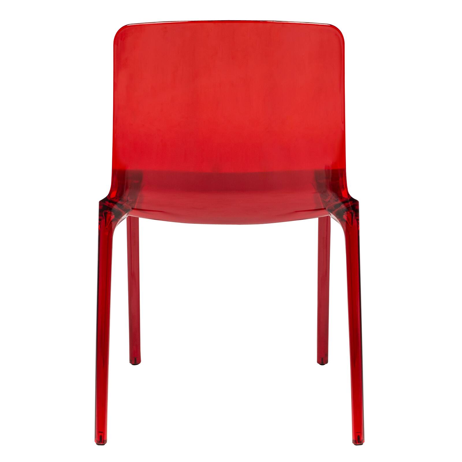 Alt View 1. LeisureMod - Murray Modern Stackable Acrylic Accent Dining Chair with Transparent Seat for Dining Room, Kitchen & Office - Red.