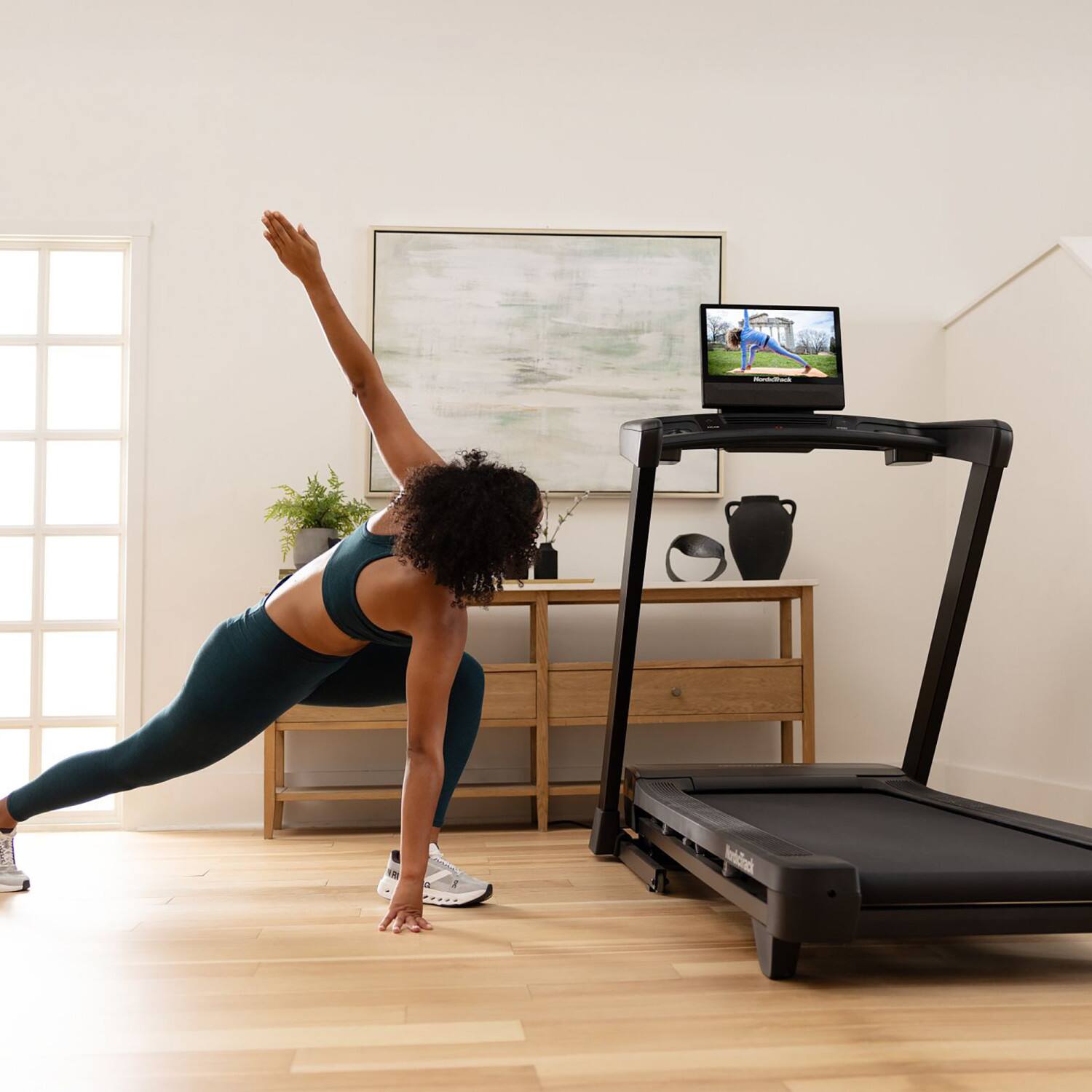 Alt View 9. NordicTrack - NordicTrack T Series 16: Folding Treadmill with Incline & Decline, 16" Smart HD Touchscreen, & Powered by iFIT - Black.