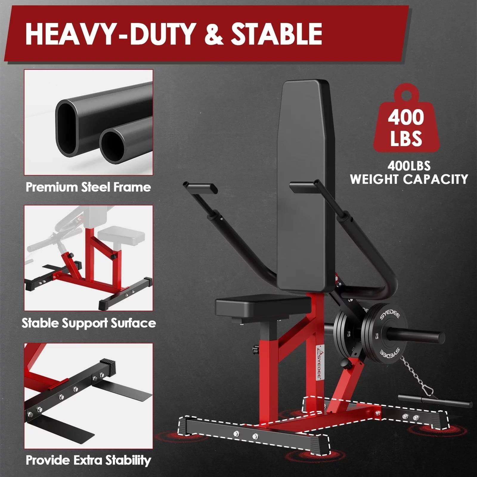 HEAVY-DUTY & STABLE, 400 LBS, Premium Steel Frame, 400LBS WEIGHT CAPACITY, Stable Support Surface, Provide Extra Stability