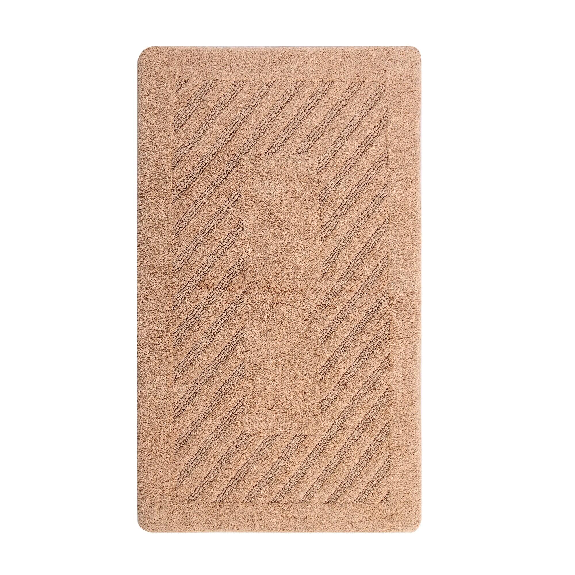 Angle. Knightsbridge - Knightsbridge Natural Diagonal Racetrack 100% Cotton Reversible Bath Rug - Natural.