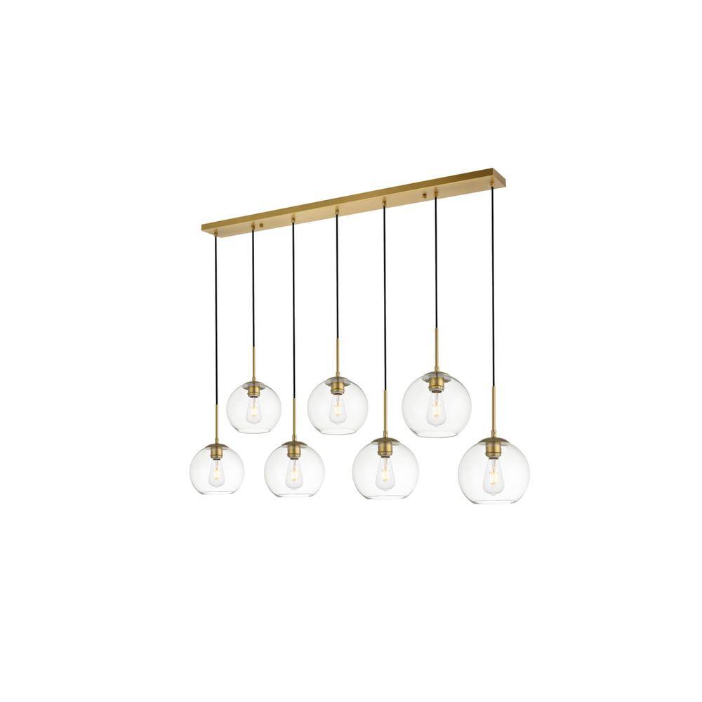 Alt View 1. Living District - Baxter 7 Lights Brass Pendant With Clear Glass - Brass And Clear.