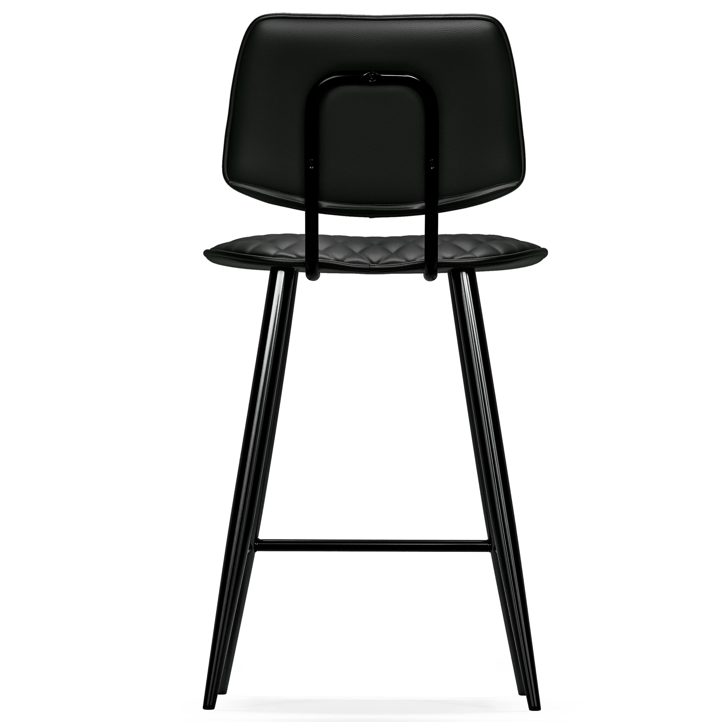 Alt View 1. Simpli Home - Raya Contemporary 16 inch Counter Height Stool (Set of 2) in Black Vegan Faux Leather - Black.