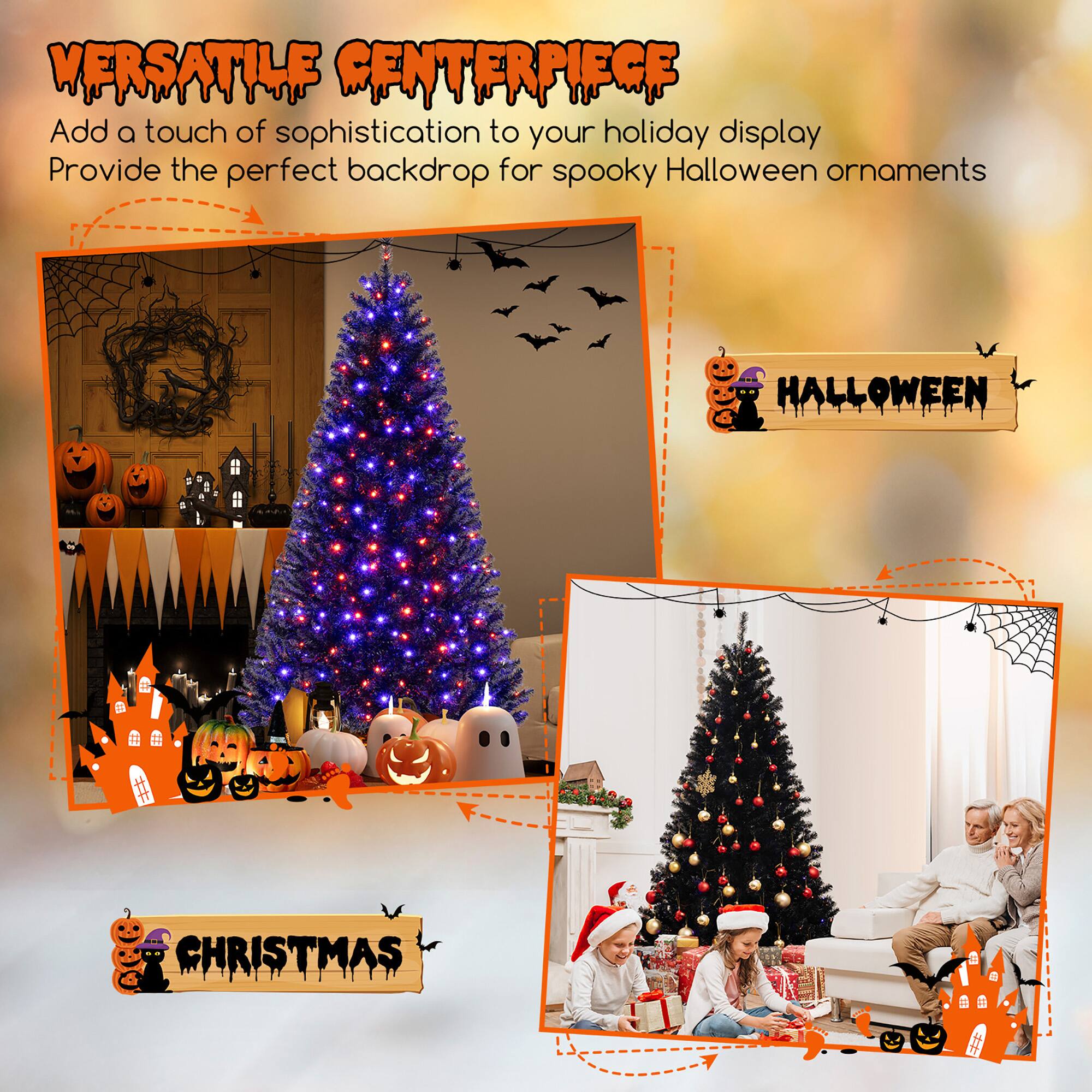 VERSATILE CENTERPIECE  
Add a touch of sophistication to your holiday display  
Provide the perfect backdrop for spooky Halloween ornaments  

HALLOWEEN  
CHRISTMAS