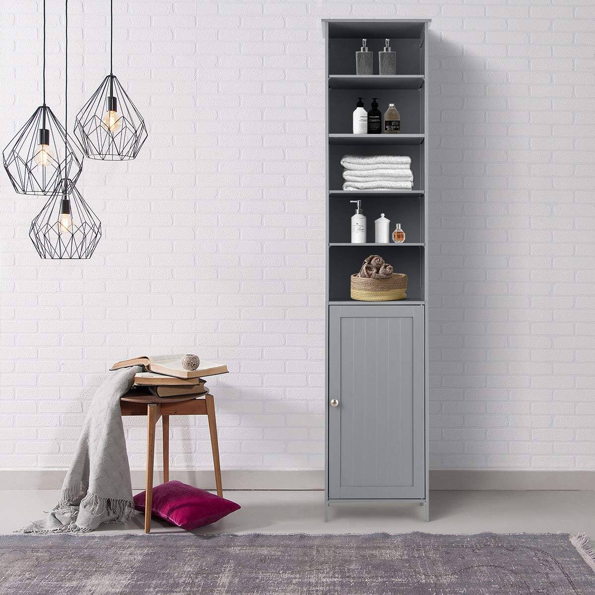 Alt View 10. Ecooso - 72 Inch Tall Floor Storage Cabinet with Adjustable Shelves for Bathroom or Laundry - Gray.