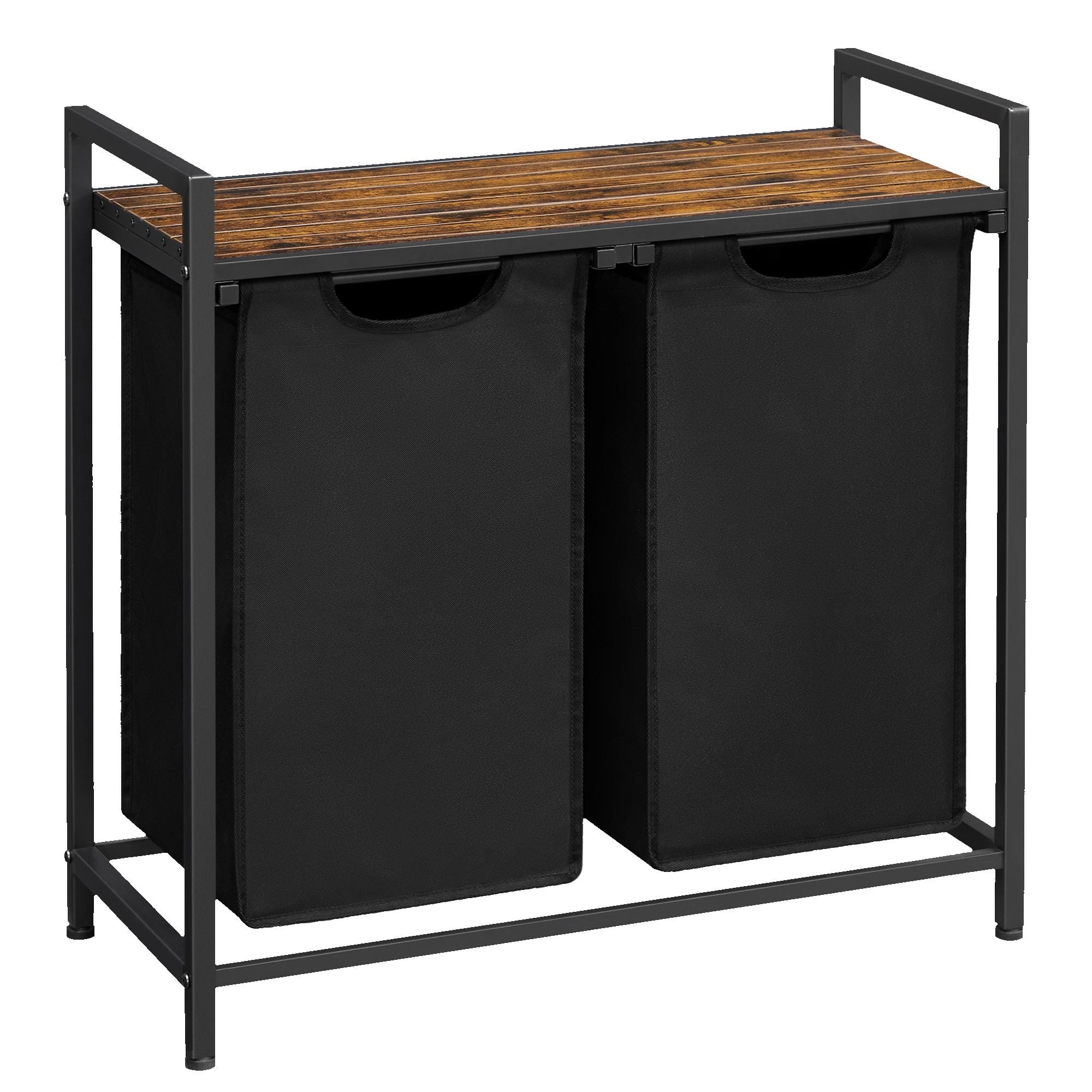Songmics Home - Laundry Hamper, Laundry Basket, Laundry Sorter with 2 Pull-Out and Removable Bags, Shelf,2 x 12.1Gallons (46L) - Rustic Brown and Black price history on PriceWatchPro