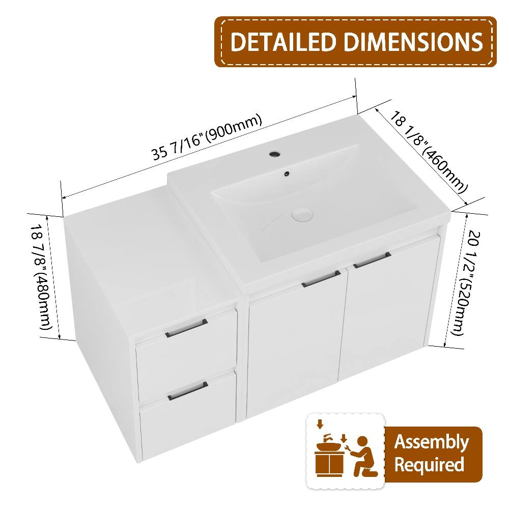 DETAILED DIMENSIONS  
18 7/8" (480mm)  
35 7/16" (900mm)  
18 1/8" (460mm)  
20 1/2" (520mm)  
Assembly Required