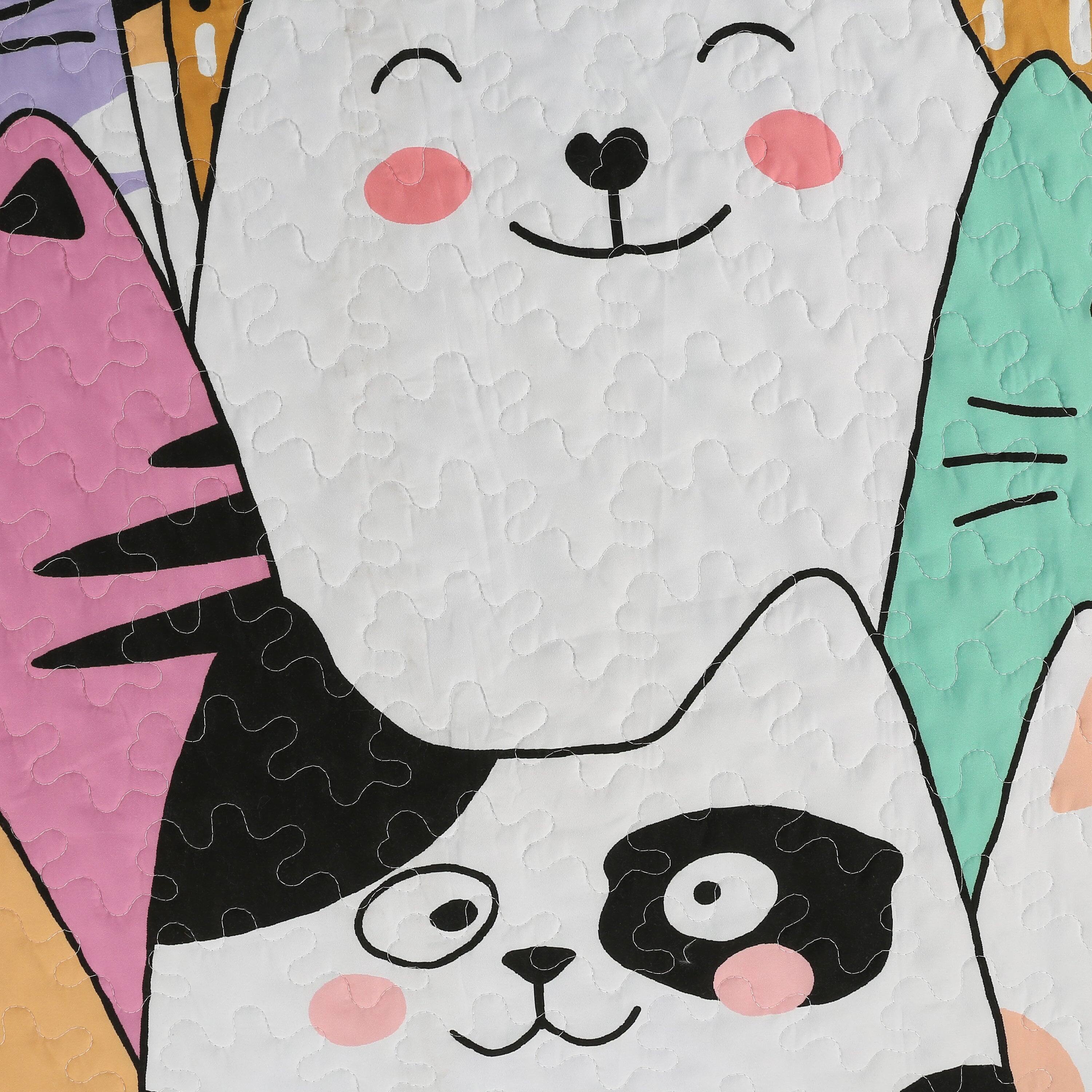 Back. MarCielo - Marcielo Kids Quilt Bedspread Set For Teens Girls Bedding Cat - Blue.