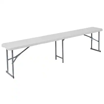 Front. Alamont Home - 10.25''W x 71''L Bi-Fold Plastic Bench with Carrying Handle - Granite White.
