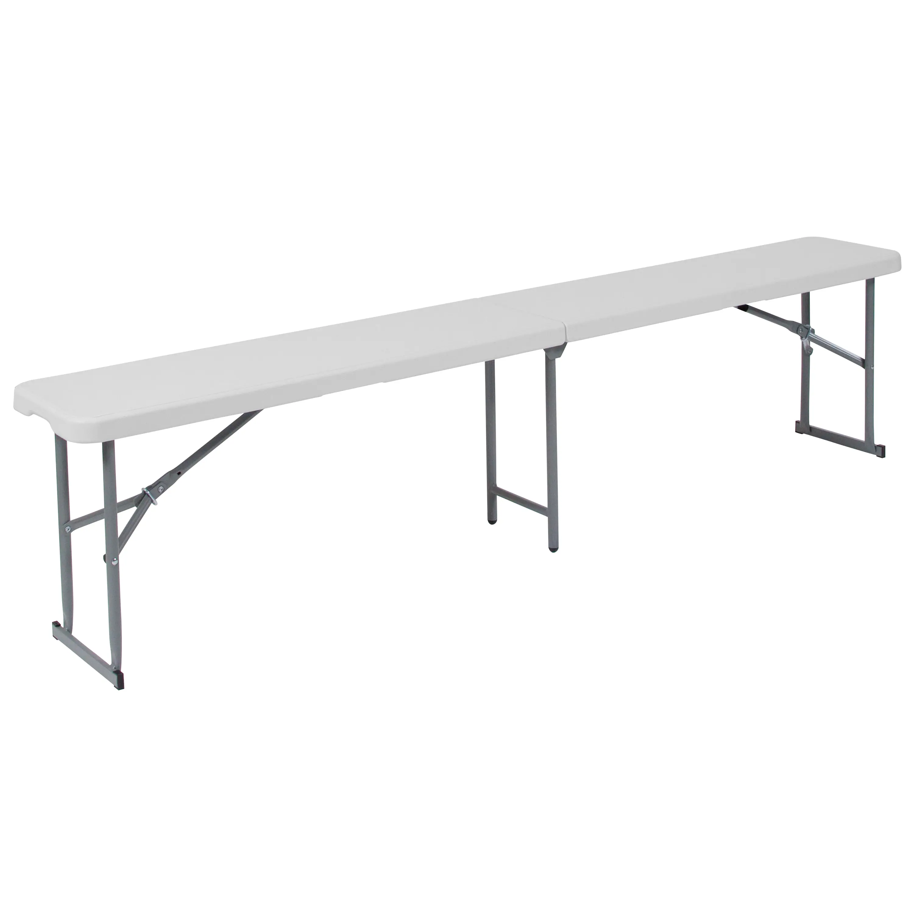 Front. Alamont Home - 10.25''W x 71''L Bi-Fold Plastic Bench with Carrying Handle - Granite White.