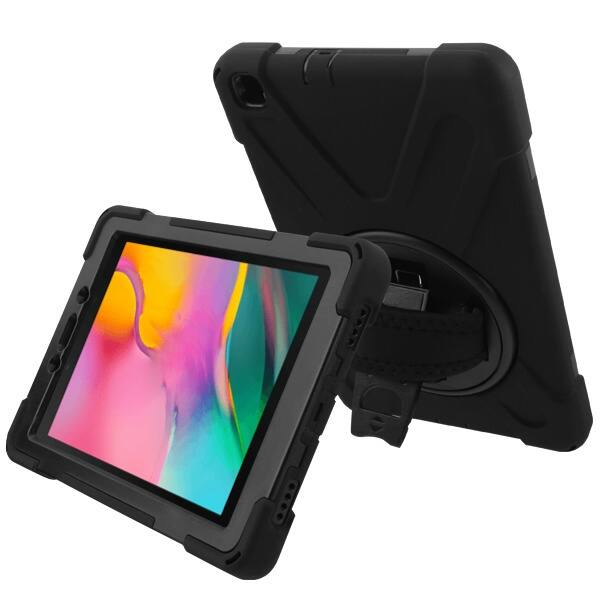 Alt View 1. Mybat - MyBat Rotatable Stand Protector Cover with Wristband for Samsung T290 Galaxy Tab A 8.0 (2019) / Black - Black.
