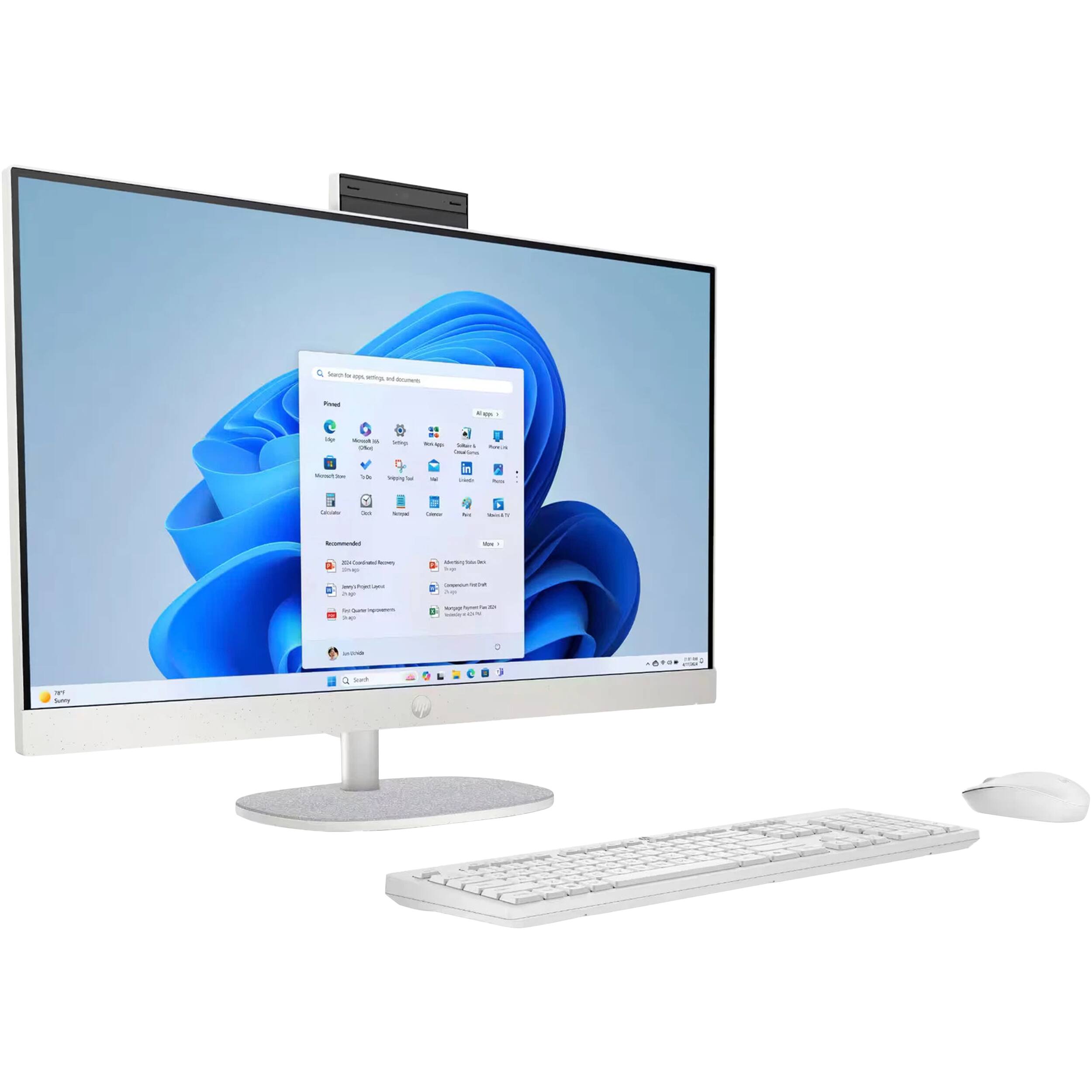 Alt View 3. HP - HP 27'' FHD Touchscreen All-in-One Desktop,Intel Utral 7 225U,64GB DDR5,2TB SSD,Iintel Graphics,Win 11,White - White.