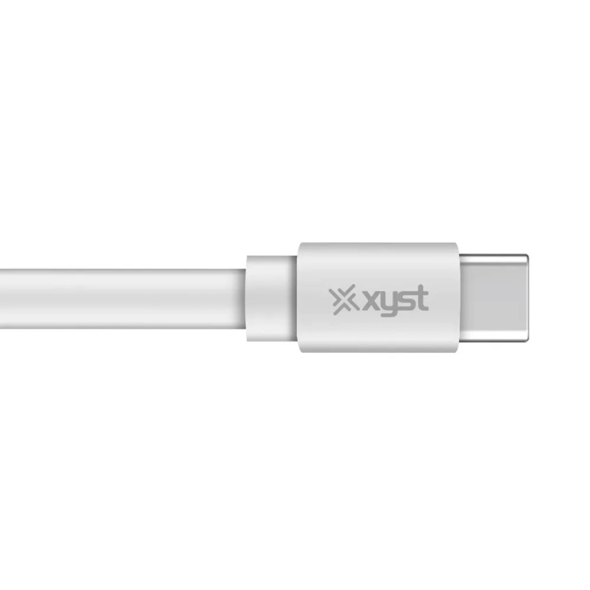 Alt View 2. Xyst - Flat USB-C to USB-C Charge and Sync Cable 4Ft - White.