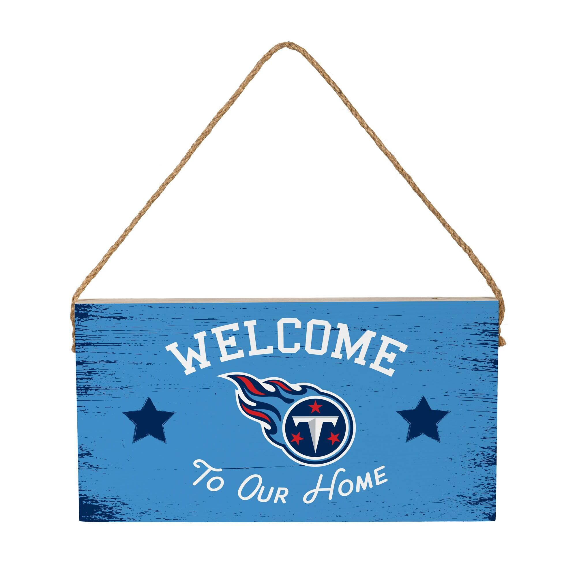 Tennessee Titans 6" x 11" Welcome Home Wood Wall Sign with Rope Hanger