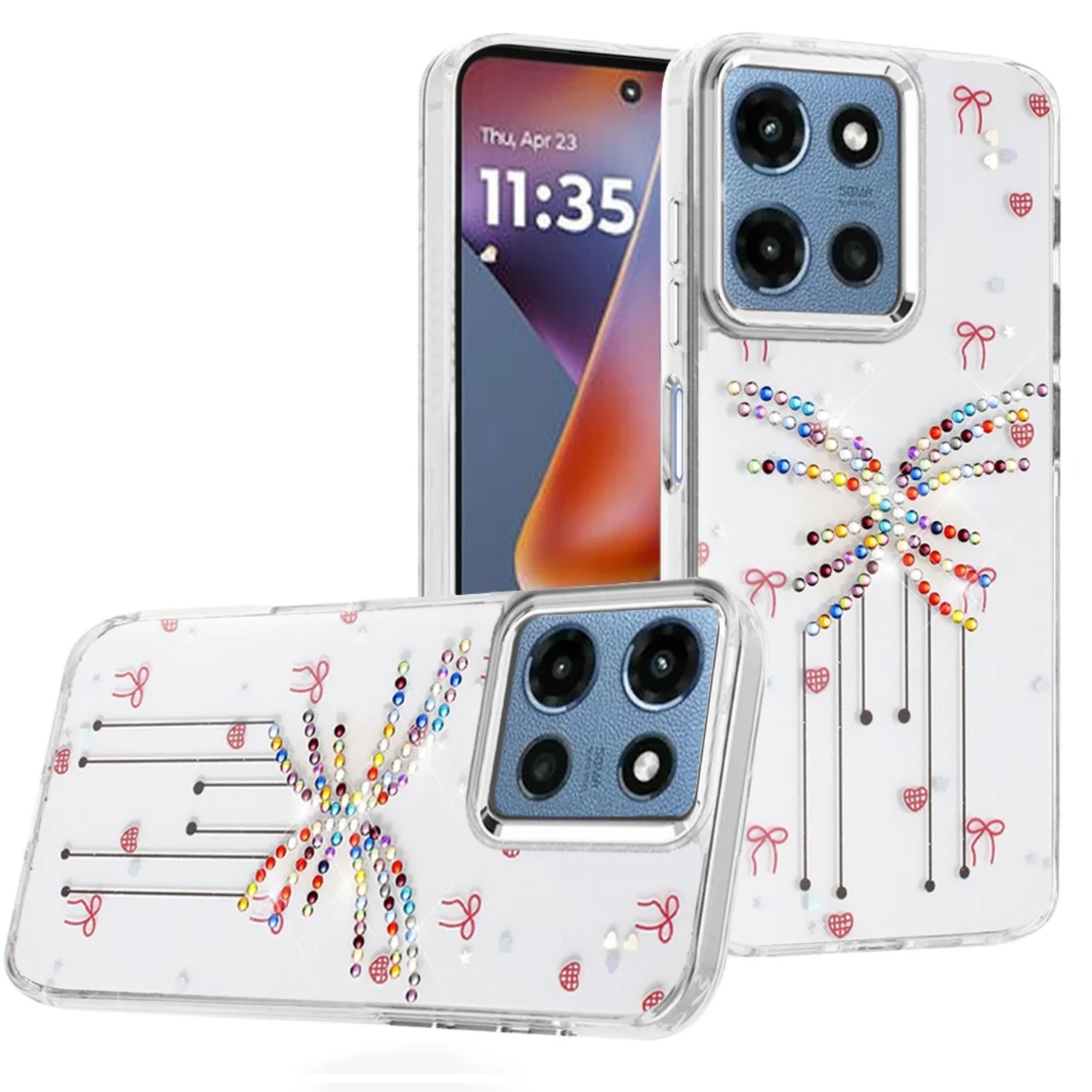 Kitcheniva - Colorful Jewel Design Resin Case With Tempered Glass For Moto G 2025 2026 G Play 2026 - White price history on PriceWatchPro