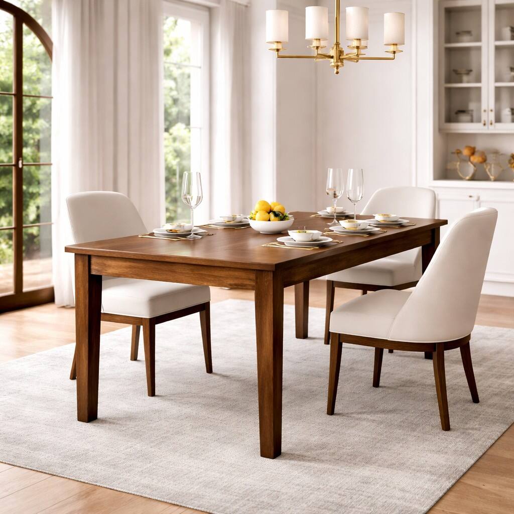 Alt View 4. Artisan Furniture - Artisan Furniture Solid Wood Classic Golden Teak Solid Wood Dining Table, Brown - Brown.