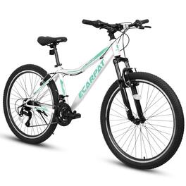 Chery Life - 26 in. 21-Speed V-Brake, Front Suspension Mountain Bike For Teenagers Girls - White
