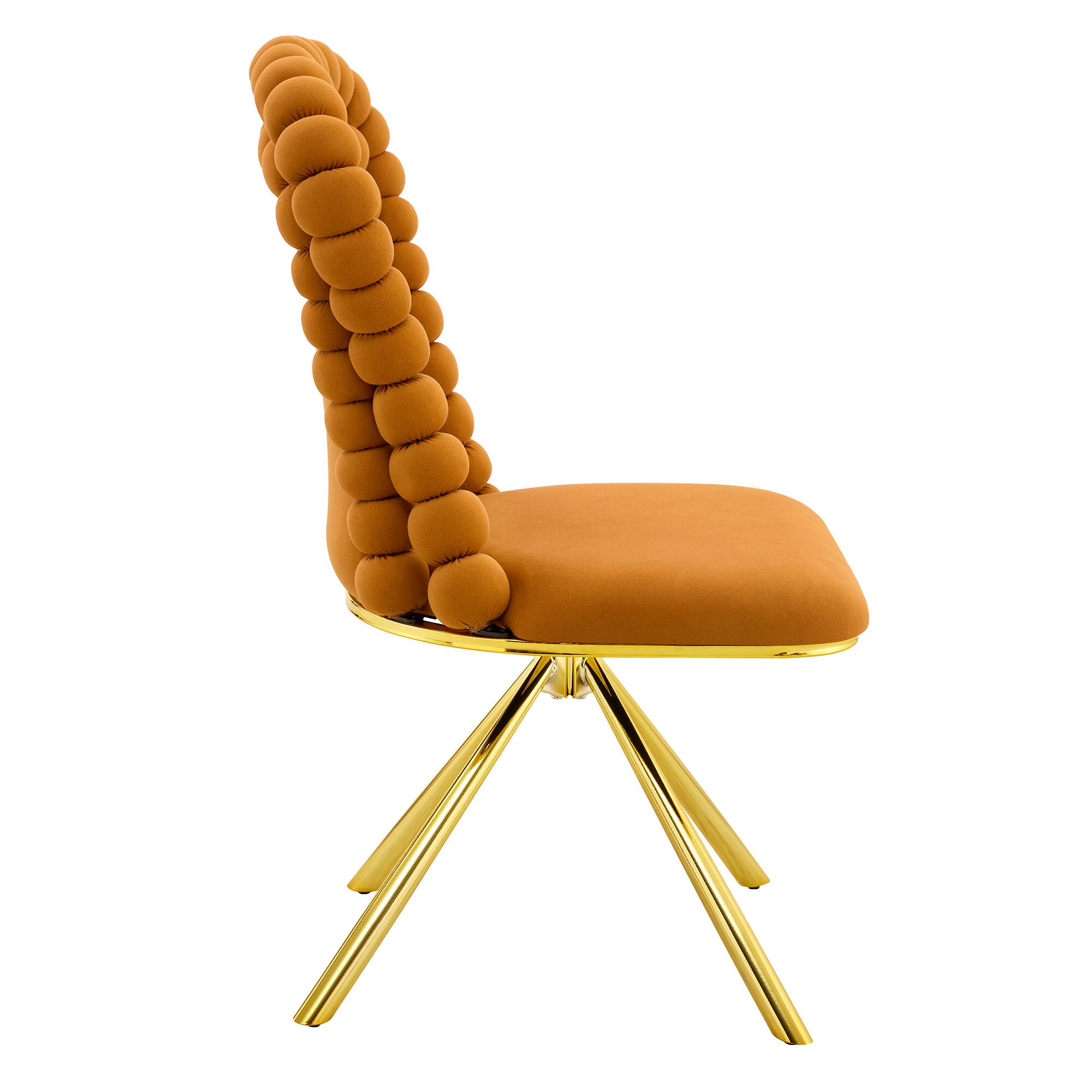 Alt View 8. Loheer - Loheer Velvet Dining Chairs Set of 2, Orange Bubble Back Accent Dining Chairs with Gold Legs, 1.71 ft - Gold,Orange.