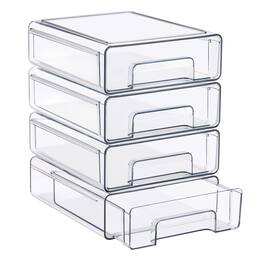 Sorbus - Medium Stackable Storage Drawers – 4-Pack Plastic Organizer Bins with Handles – Pull-Out Stackable Drawers - Clear