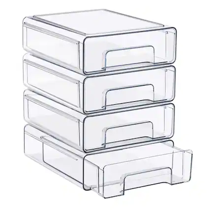 Front. Sorbus - Sorbus Medium Clear Stackable Storage Drawers – 4-Pack Plastic Organizer Bins with Handles – Pull-Out Stackable Drawers - Clear.