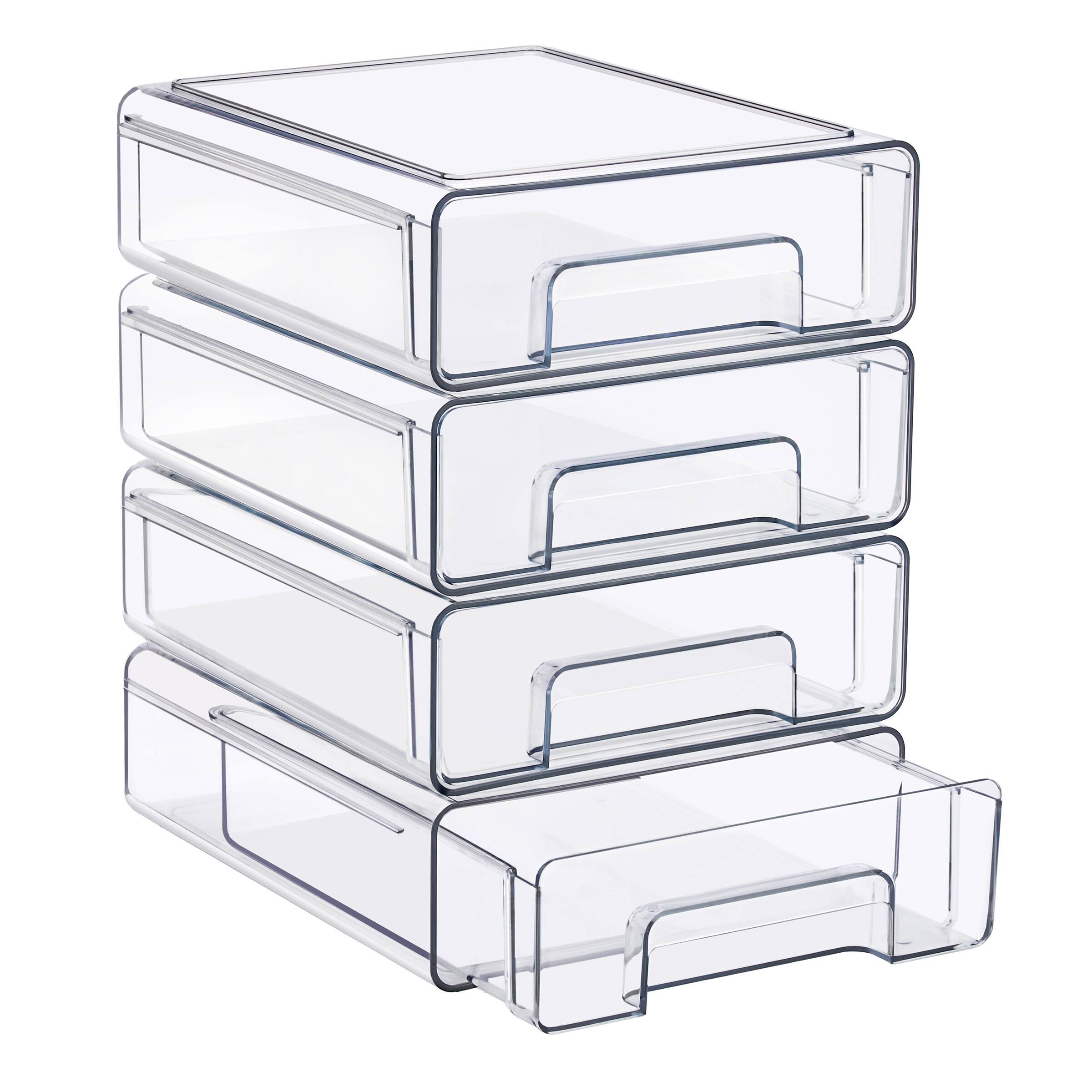 Front. Sorbus - Sorbus Medium Clear Stackable Storage Drawers – 4-Pack Plastic Organizer Bins with Handles – Pull-Out Stackable Drawers - Clear.