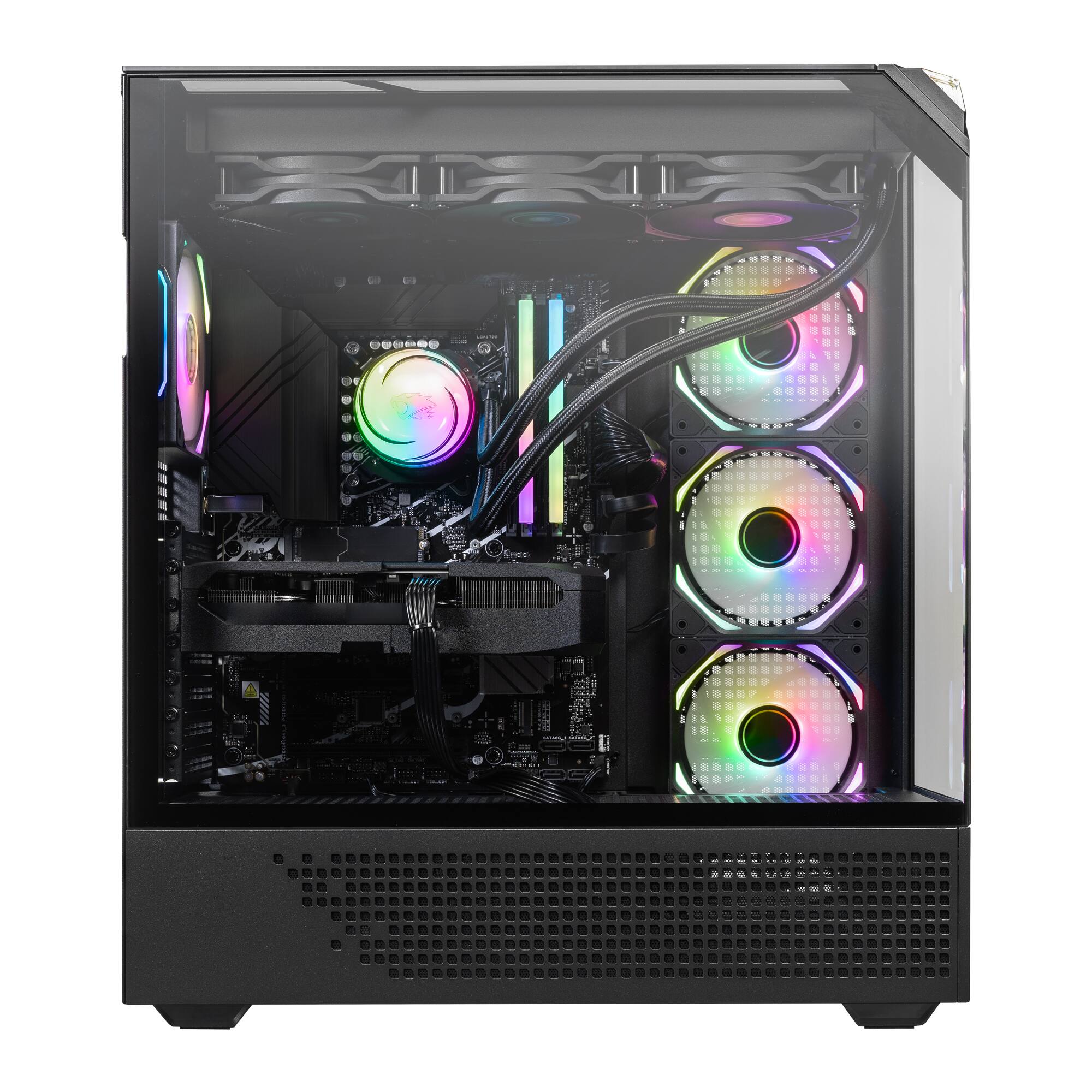 Left. iBUYPOWER - Element Pro Gaming Desktop PC - AMD Ryzen 7 9850X3D, NVIDIA GeForce RTX 5070 12GB, 32GB DDR5 RGB RAM, 2TB SSD_EPBA7N5702 - Black.