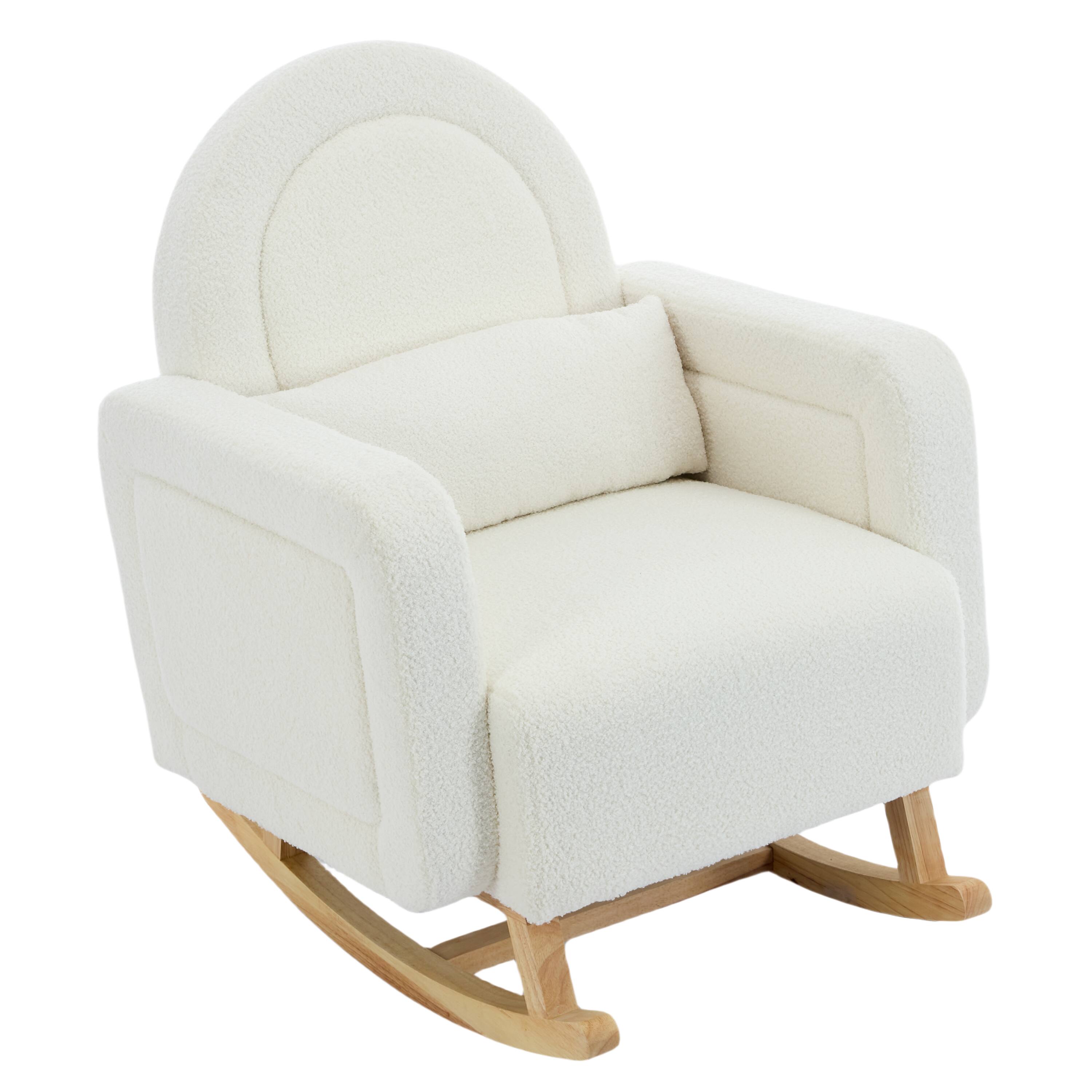 Alt View 8. GOODSILO - Accent Rocking Chair with Pillow, Ultimate Comfort for Your Home, Teddy Velvet - Cream White.