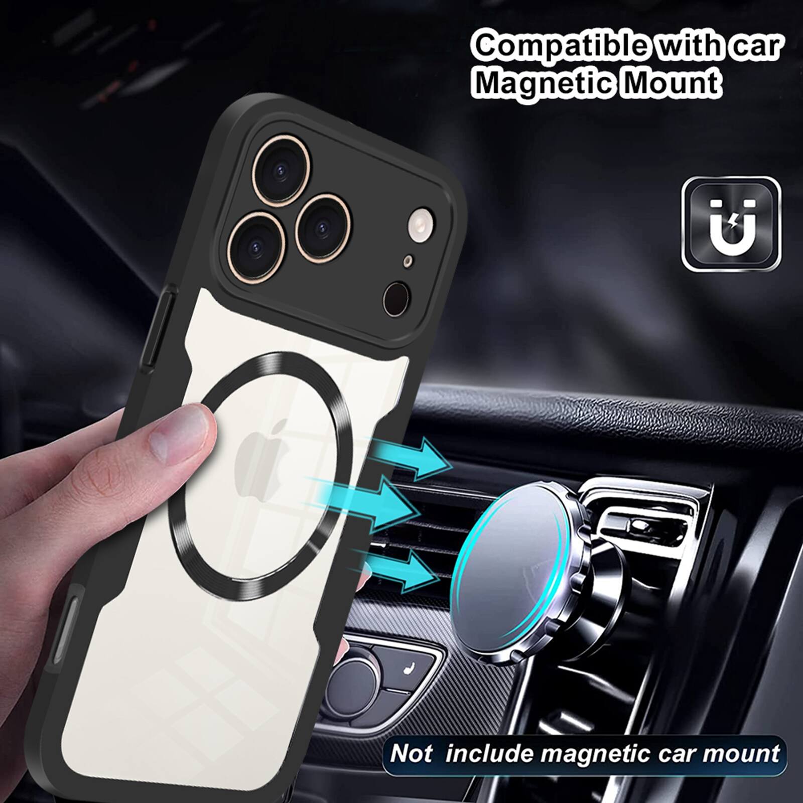 Compatible with car Magnetic Mount  
Not include magnetic car mount