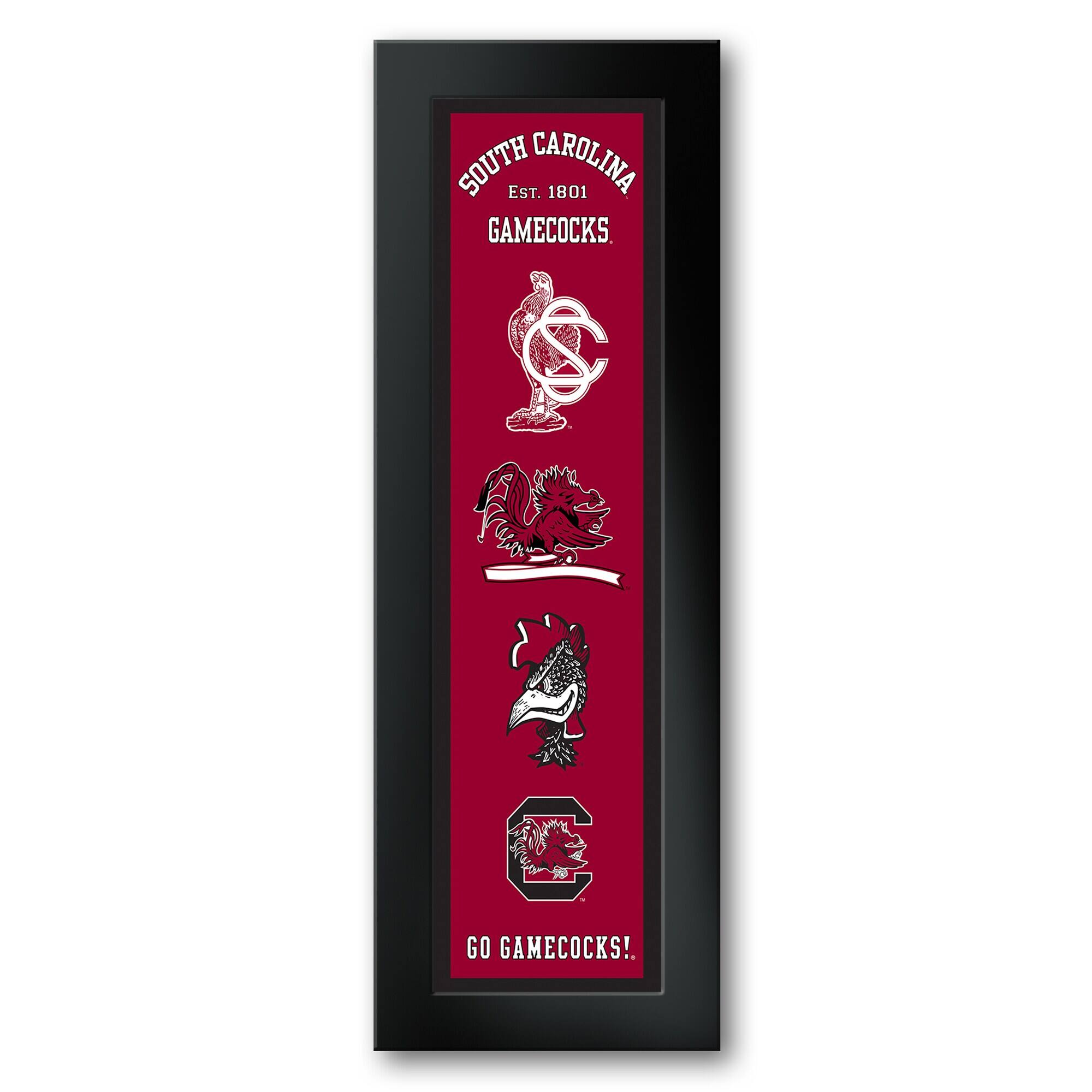 South Carolina Gamecocks Framed 12" x 36" Logo Heritage Art Print
