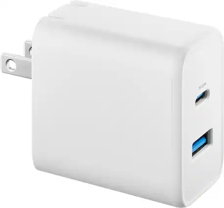 Front. Insignia™ - 32W 2-Port Wall Charger with 1 USB-C & 1 USB Port for Smartphones, Tablets and More - White.