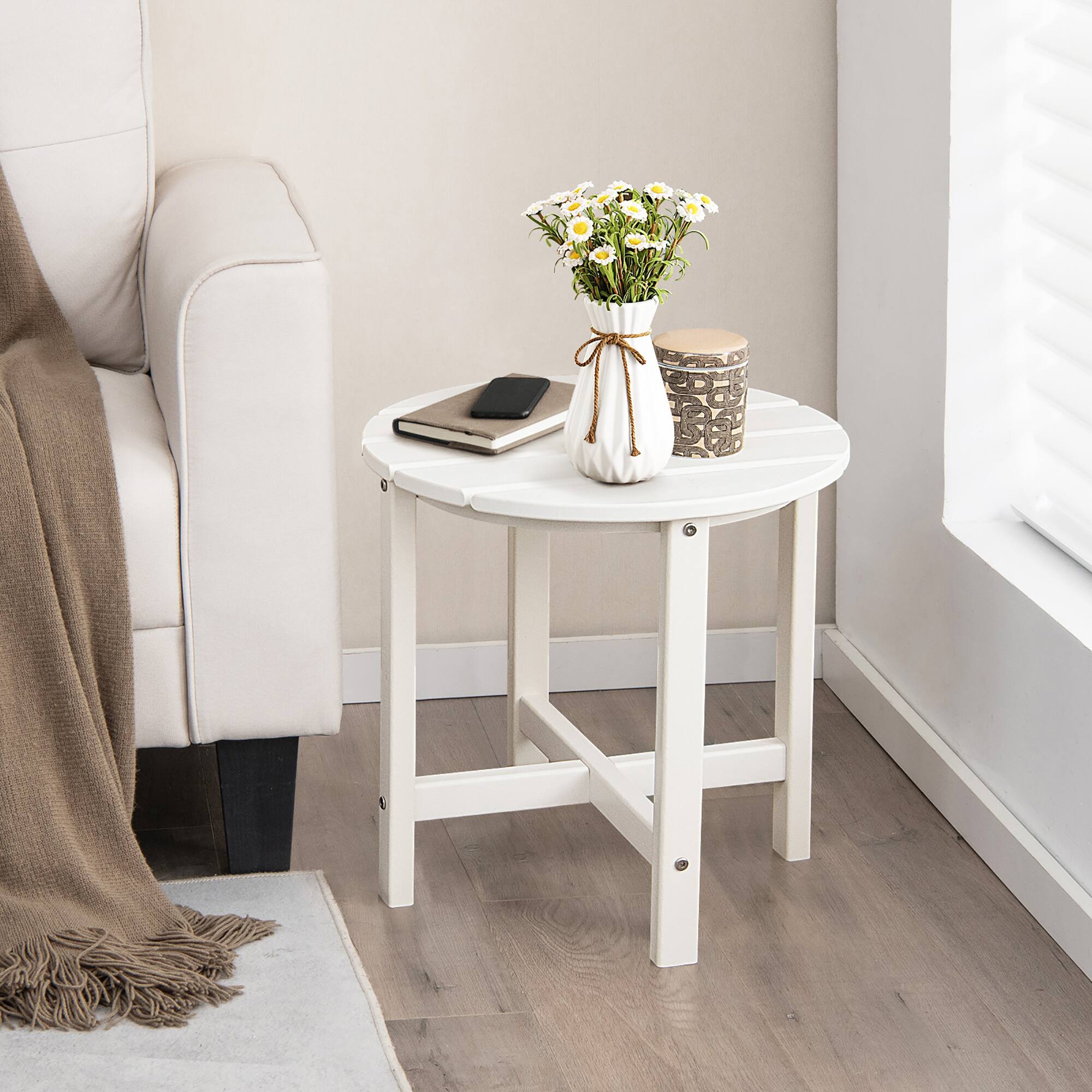 Alt View 1. Costway - Costway 18" Patio Adirondack Side Table Weather Resistant HDPE Garden Navy - White.