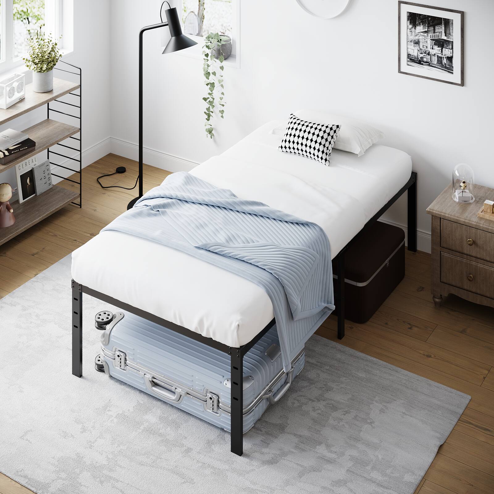 Alt View 6. Winado - 18 Inch Twin Full Queen King Metal Bed Frame Metal Platform Heavy Duty Metal Platform, No Box Spring Needed - Black.