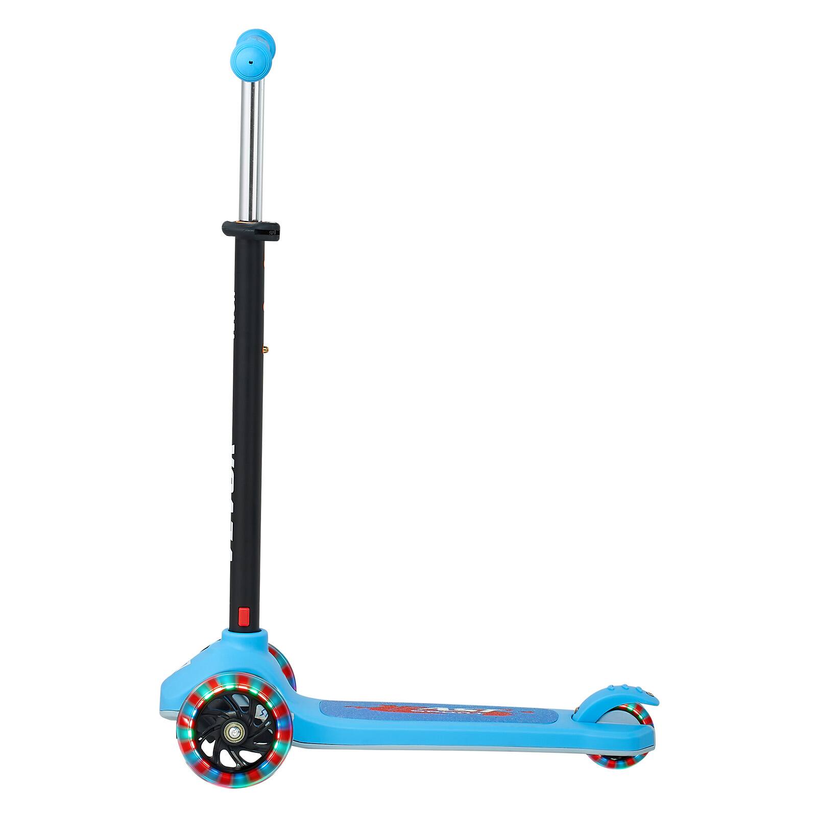 Alt View 5. VEVOR - Kick Scooter for Kids Ages 3+, 3-Wheel Toddler Scooter with Light-Up Wheels, Adjustable Height Handlebar - Blue.