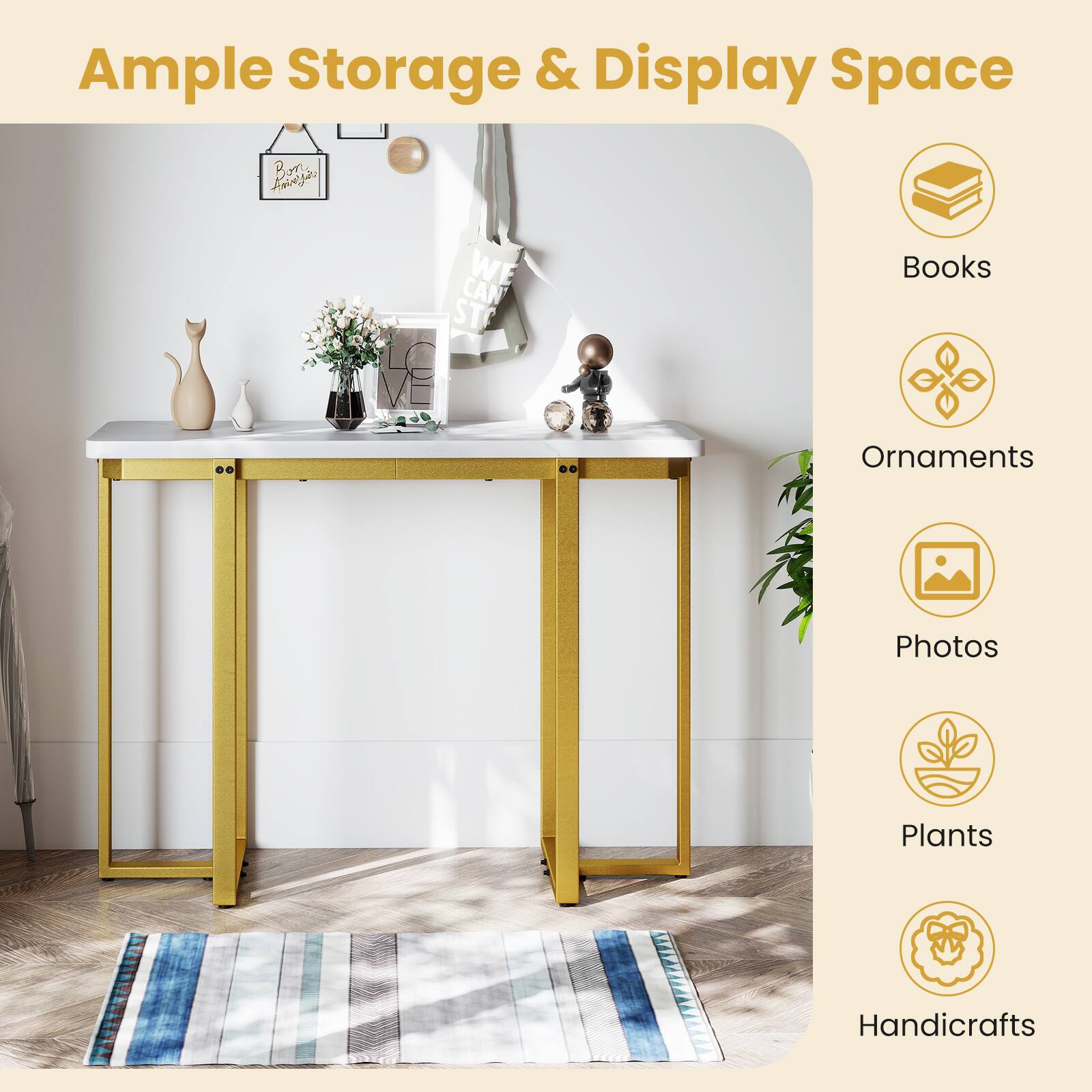 Ample Storage & Display Space

- Books
- Ornaments
- Photos
- Plants
- Handicrafts