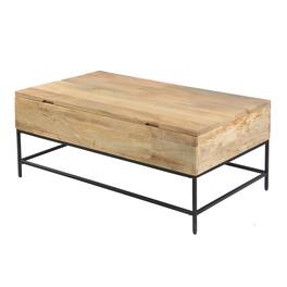 Manhattan Lane - Audrey 45 Inch Handcrafted Mango Wood Coffee Table, Lift Top, Grain Details - Brown, Black