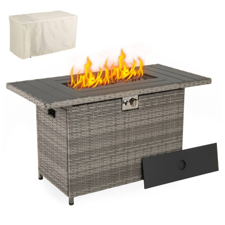 Mondawe - 44.5 Inch Propane Fire Pit Table Rattan Gas 2-in-1 with Stainless Steel Burner - Gray price history on PriceWatchPro