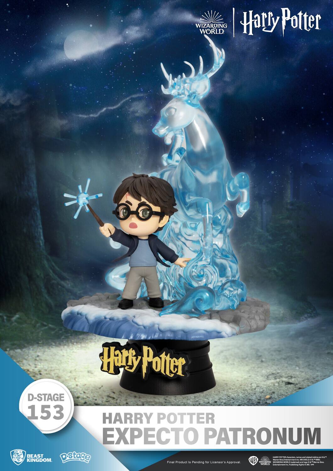 WIZARDING WORLD  
Harry Potter  

D-STAGE 153  
HARRY POTTER EXPECTO PATRONUM  

Final Product Is Pending for Licensor's Approval.  

BEAST KINGDOM  
D-Stage  

Harry Potter  
EXPECTO PATRONUM  

Harry Potter  
WIZARDING WORLD  
WB