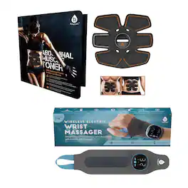Pursonic - Electric Massager Wrist Guard & EMS Abdominal Muscle Toner – Relaxation and Strength Bundle - Black