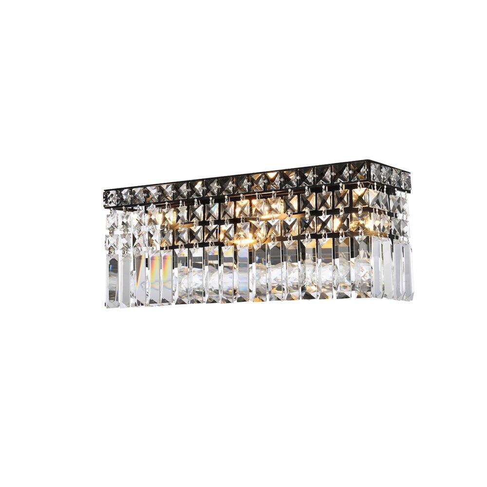 Alt View 1. Elegant Lighting - Maxime 18 Inch Black Wall Sconce - Black And Clear.
