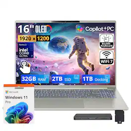 Acer - Upgraded - Swift Go 16 16" 2K OLED Touch AI Laptop,Intel Ultra 7 355,32GB RAM,2TB SSD+1TB Dock Set,Backlit, Win 11 Pro - Silver