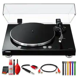 Yamaha - MusicCast VINYL 500 Wireless Two-Speed Stereo Turntable Black Bundle