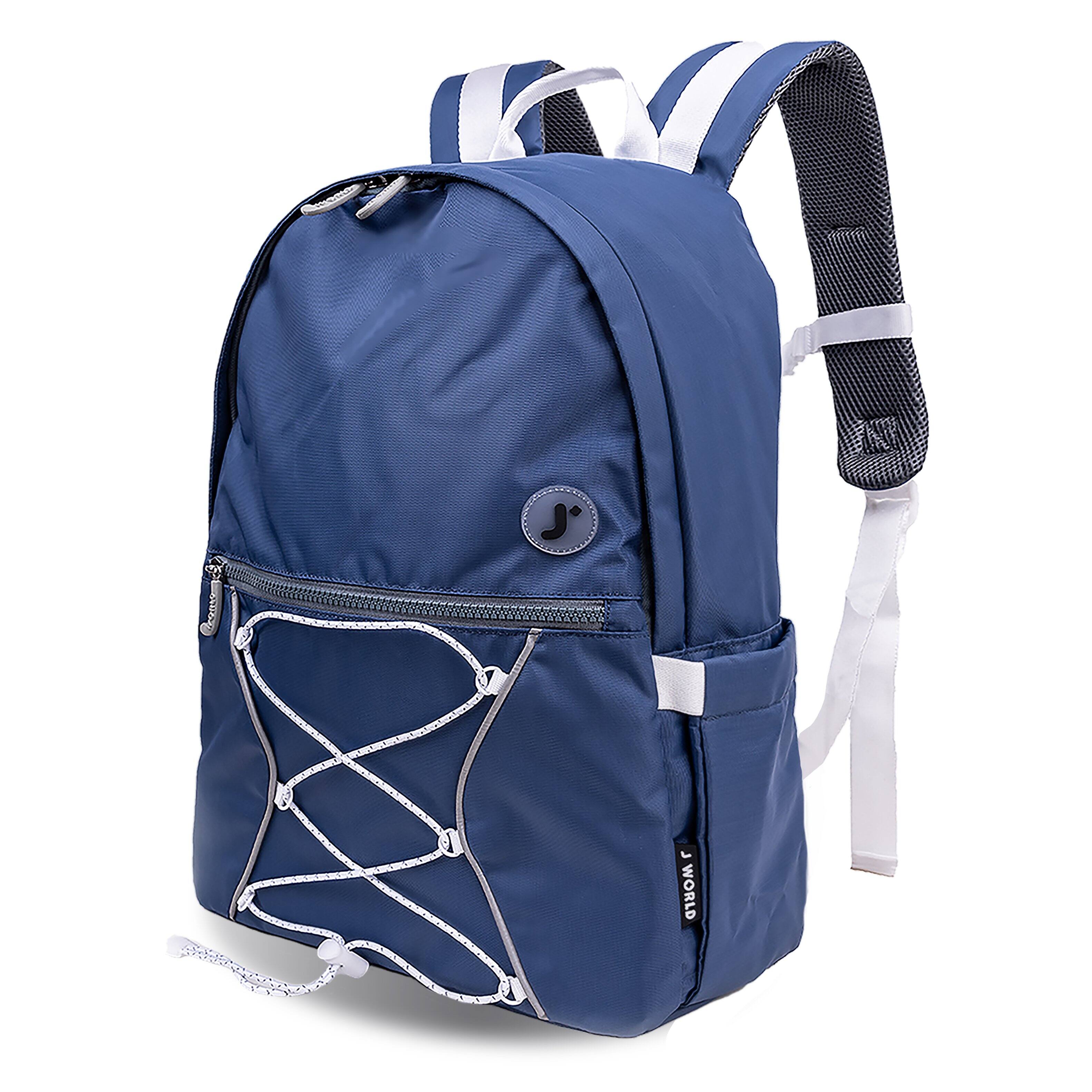 Angle. J World - J World Unisex Cristos Casual Backpack with Laptop Sleeve, Ashy Blue - ASHY BLUE.