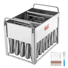 VEVOR - Commercial Popsicle Moulds, 40PCS Cylindrical Ice Pop Moulds, Stainless Steel Ice Lolly Popsicle Moulds - Silver