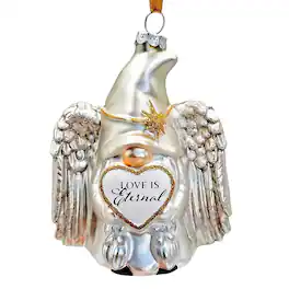 OrnamentallyYou - Love is Eternal Angelic Gnome Glass Ornament White Angel Delicate Sentimental Tree Decoration - Multi-colored